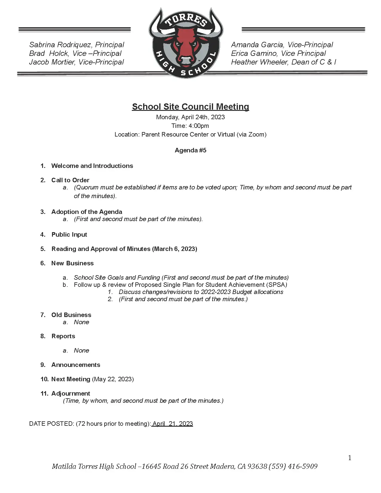 THS SSC Meeting Agenda #5 (English) 4-24-2023 Thumbnail